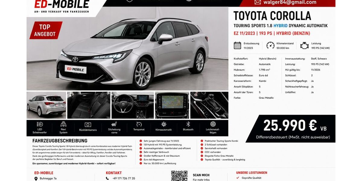 Toyota Corolla 50.000 km 22.350 &euro; Porta Westfalica 32457