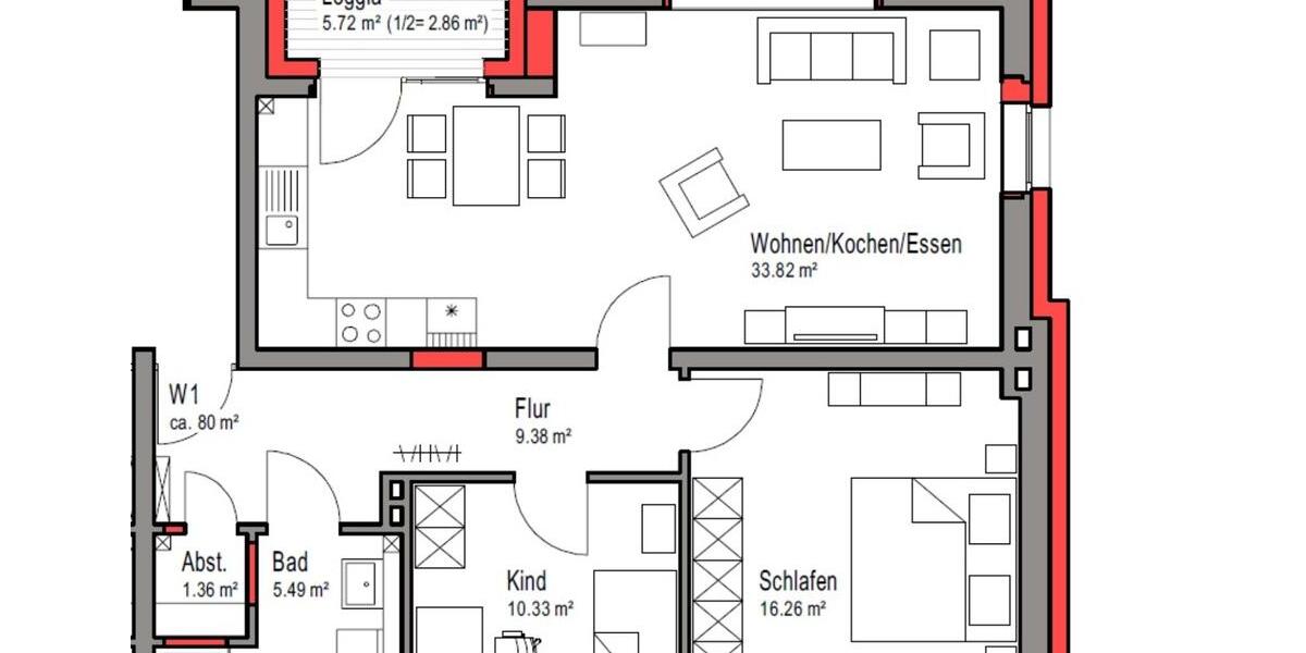 Erdgeschoßwohnung Stadthagen - 3 Zimmer, 80 m&sup2;, 1.000&euro; | Angebot:23133963