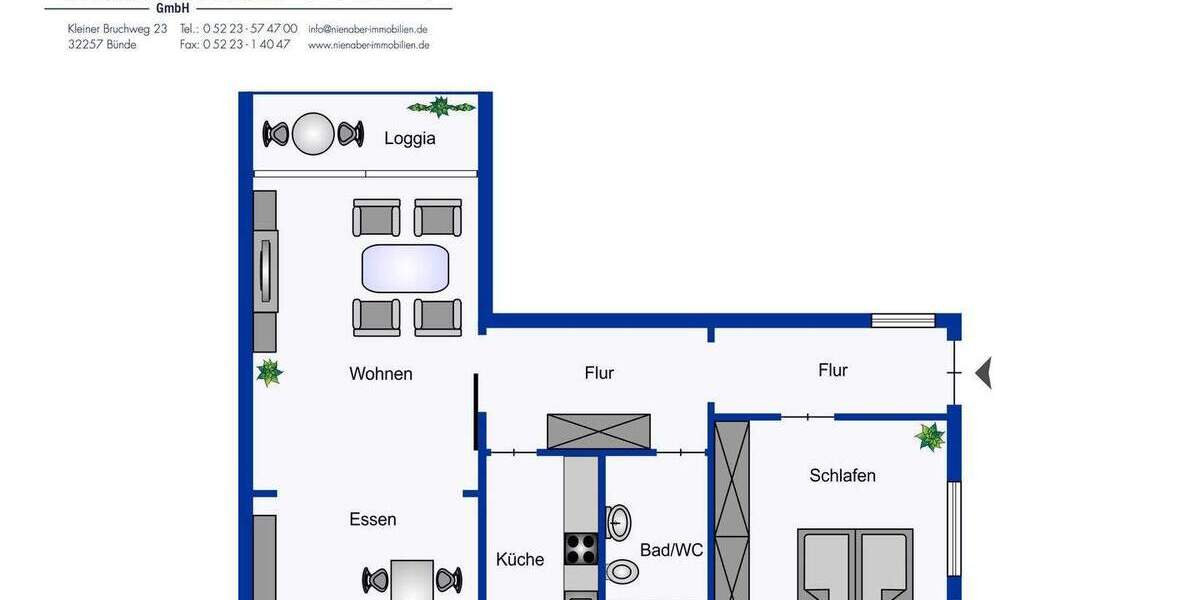 Etagenwohnung Bünde - 2 Zimmer, 70 m&sup2;, 700&euro; | Angebot:25706462