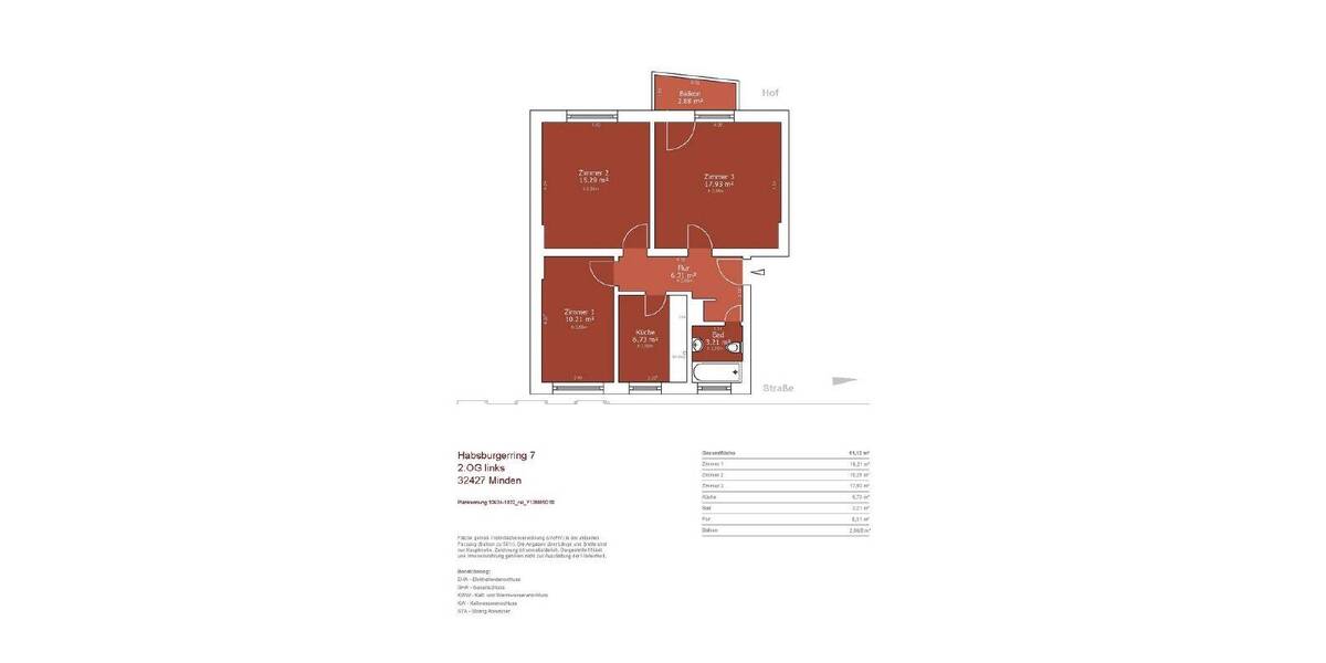 Etagenwohnung Minden Innenstadt - 3 Zimmer, 60 m&sup2;, 575&euro; | Angebot:26850973