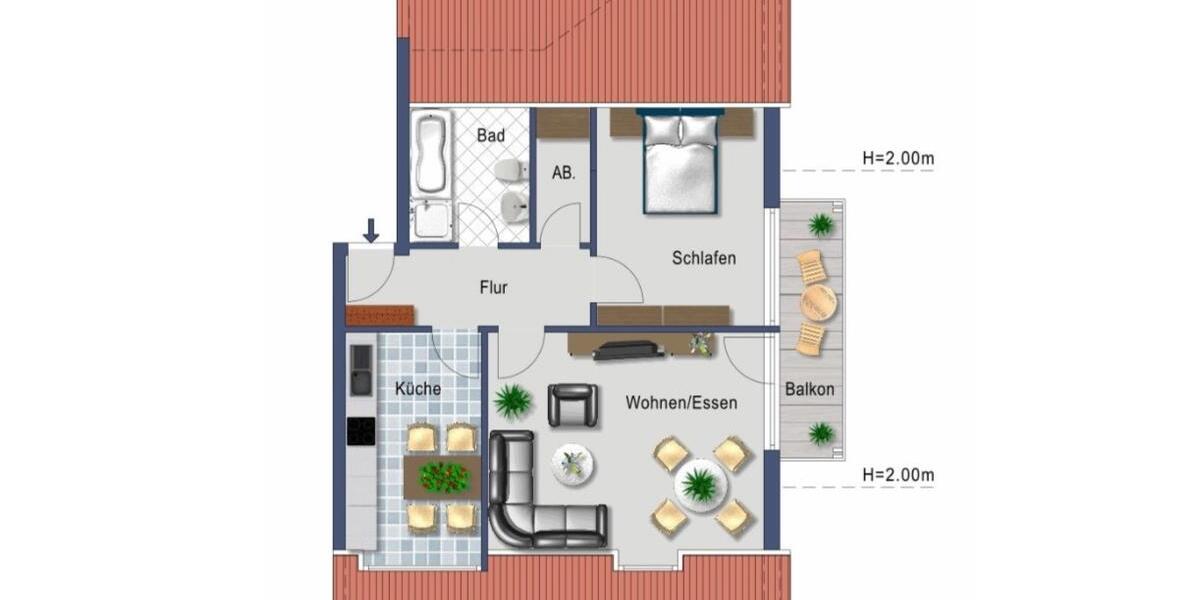 Dachgeschoßwohnung Hüllhorst - 2 Zimmer, 61 m&sup2;, 175.000&euro; | Angebot:27208548