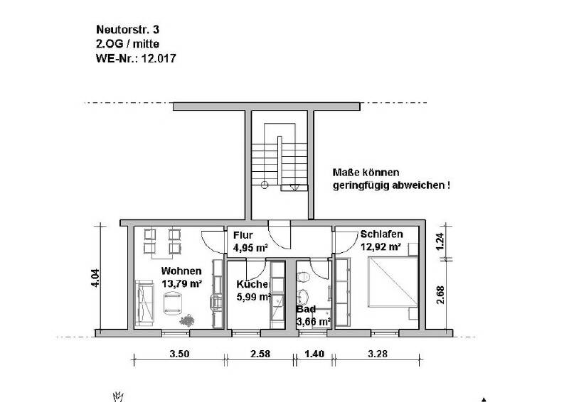 Etagenwohnung Minden Innenstadt - 2 Zimmer, 44 m&sup2;, 525&euro; | Angebot:25995824