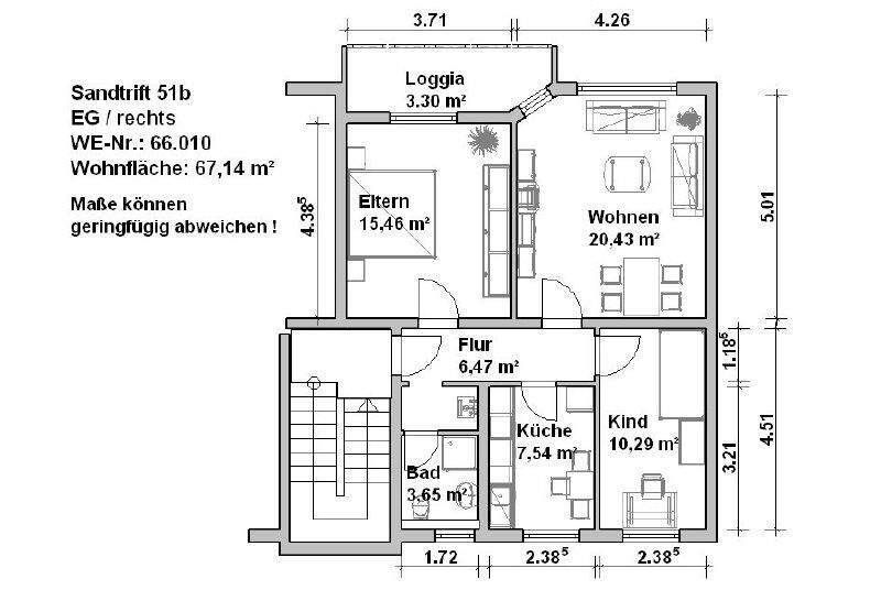 Etagenwohnung Minden Innenstadt - 3 Zimmer, 68 m&sup2;, 749&euro; | Angebot:25834441