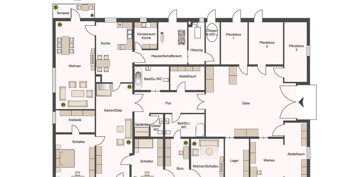 Historischer Niedersachsen- Bauernhof in Fachwerk mit Pferdeboxen u. tollen Eichenbaumbestand - Gewerbeobjekt Diepenau | Angebot:26216376
