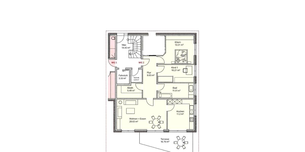 Erdgeschoßwohnung Löhne - 3 Zimmer, 104 m&sup2;, 1.150&euro; | Angebot:25660331