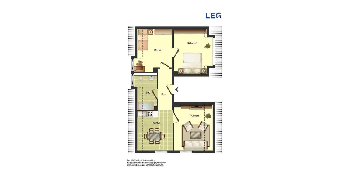 Etagenwohnung Herford Neustädter Feldmark - 3 Zimmer, 59 m&sup2;, 487&euro; | Angebot:26273313