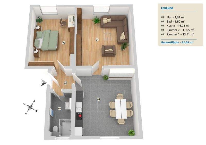 Etagenwohnung Minden Innenstadt - 2 Zimmer, 36 m&sup2;, 525&euro; | Angebot:25675813