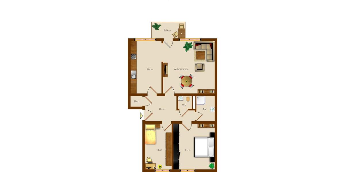 Etagenwohnung Herford Falkendiek - 3 Zimmer, 74 m&sup2;, 518&euro; | Angebot:25512282