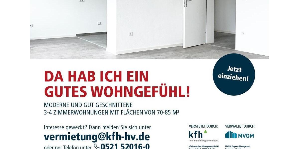 Etagenwohnung Lemgo - 3 Zimmer, 73 m&sup2;, 515&euro; | Angebot:25807036