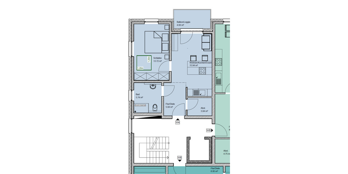 Erdgeschoßwohnung Herford Falkendiek - 2 Zimmer, 48 m&sup2;, 624&euro; | Angebot:23023658