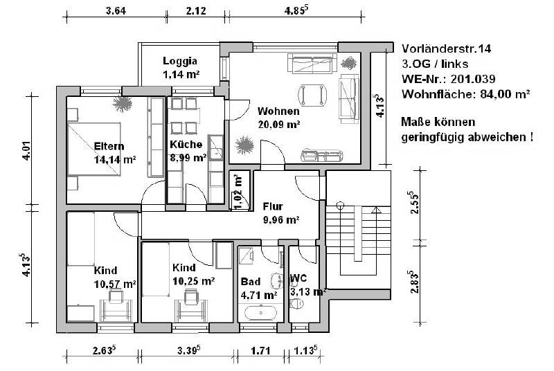 Etagenwohnung Minden Innenstadt - 4 Zimmer, 84 m&sup2;, 1.375&euro; | Angebot:26014763