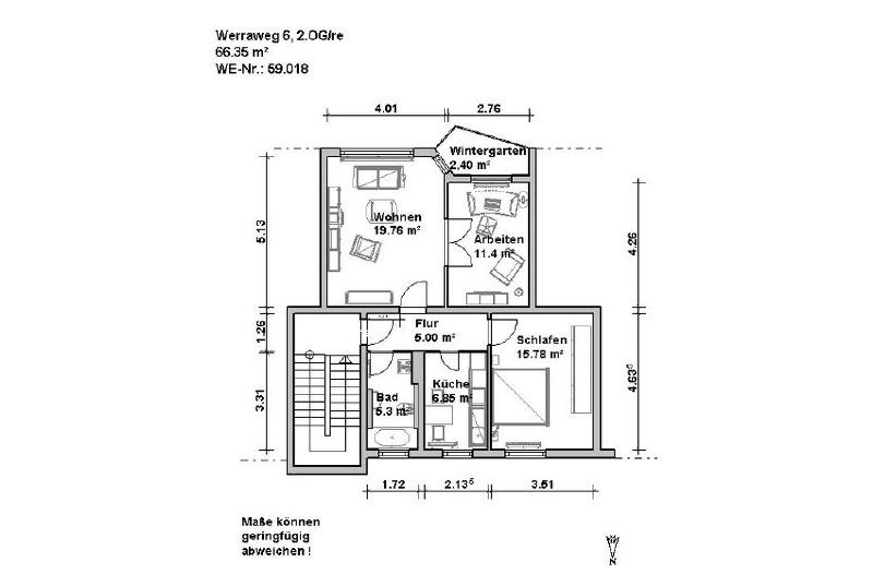 Etagenwohnung Minden Kuhlenkamp - 3 Zimmer, 66 m&sup2;, 599&euro; | Angebot:25590531