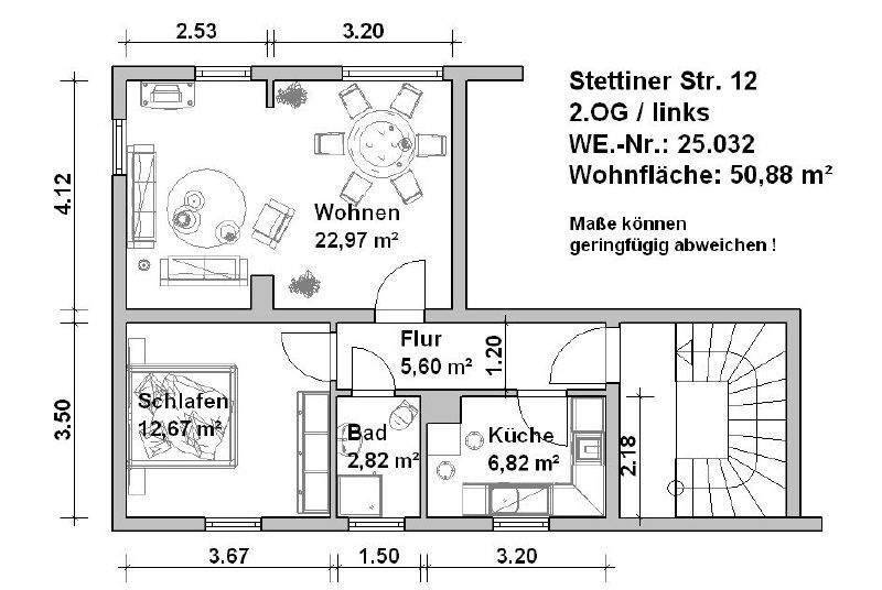 Etagenwohnung Minden Innenstadt - 2 Zimmer, 50 m&sup2;, 499&euro; | Angebot:25862229