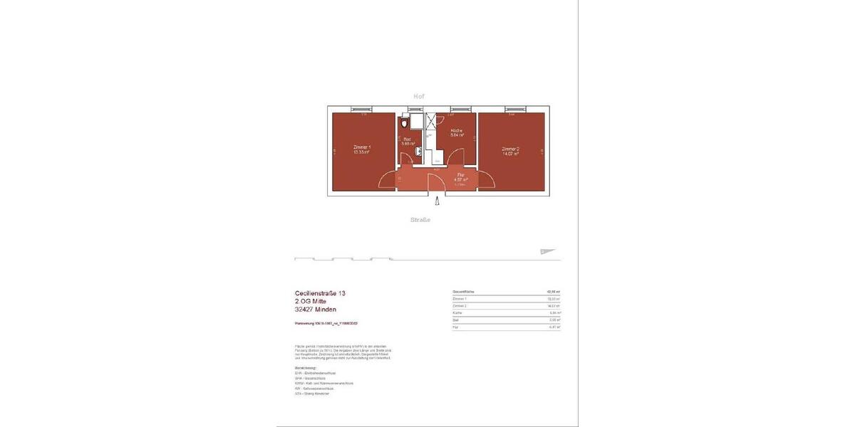 Etagenwohnung Minden Bärenkämpen - 2 Zimmer, 42 m&sup2;, 474&euro; | Angebot:25590533