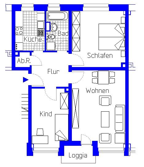 Etagenwohnung Minden Bärenkämpen - 3 Zimmer, 71 m&sup2;, 599&euro; | Angebot:24862016