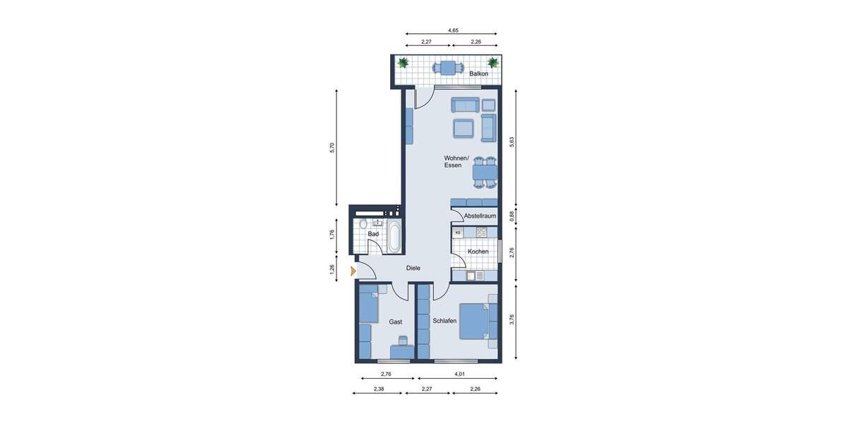 Etagenwohnung Bad Salzuflen Innenstadt - 3 Zimmer, 76 m&sup2;, 179.000&euro; | Angebot:26659743