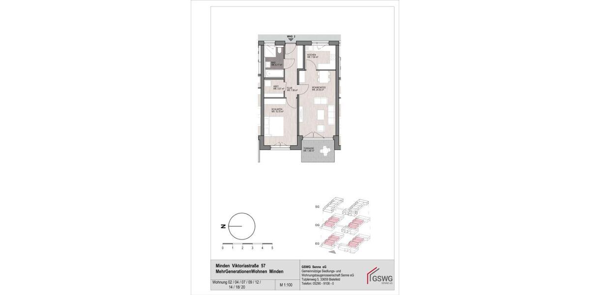 Etagenwohnung Minden - 2 Zimmer, 67 m&sup2;, 443&euro; | Angebot:24820264