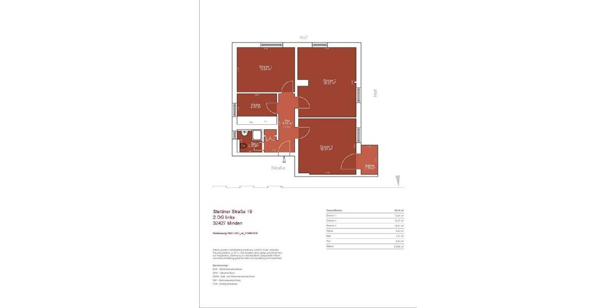 Etagenwohnung Minden Innenstadt - 3 Zimmer, 67 m&sup2;, 699&euro; | Angebot:26153999
