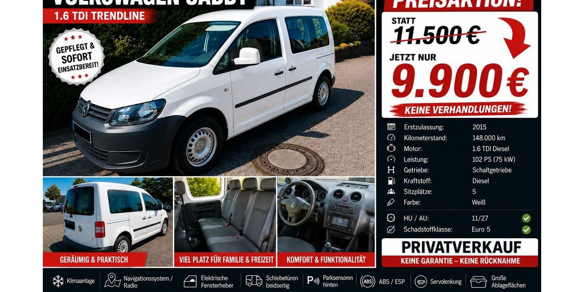 VW Caddy 148.000 km 9.400 &euro; Lemgo 32657