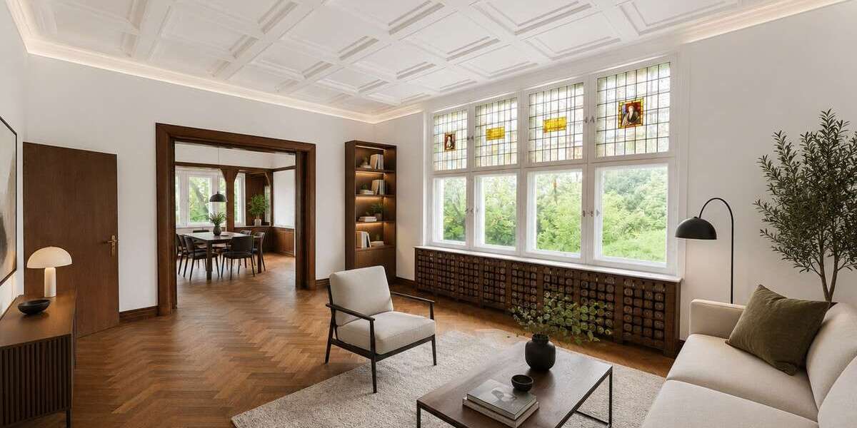 Denkmalgeschützte Fabrikantenvilla an der Weser – Parkgrundstück mit drei zusätzlichen Bauplätzen - Villa Vlotho | Angebot:27254373