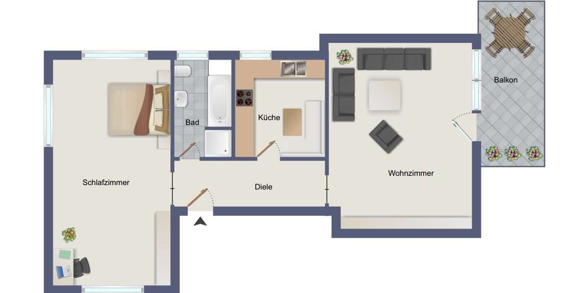 Etagenwohnung Herford - 2 Zimmer, 70 m&sup2;, 179.000&euro; | Angebot:25219071