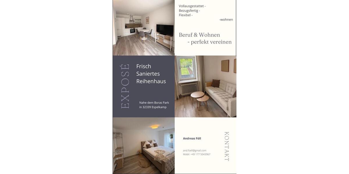 Reihenhaus Rahden - 3 Zimmer, 68 m&sup2;, 1.300&euro; | Angebot:26443108