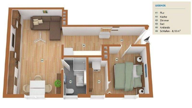 Etagenwohnung Minden Innenstadt - 2 Zimmer, 45 m&sup2;, 449&euro; | Angebot:26171302