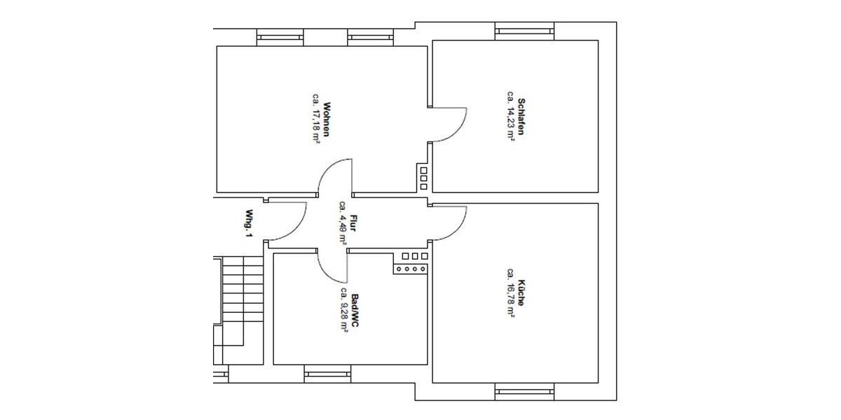 Etagenwohnung Herford - 2 Zimmer, 62 m&sup2;, 496&euro; | Angebot:25271142