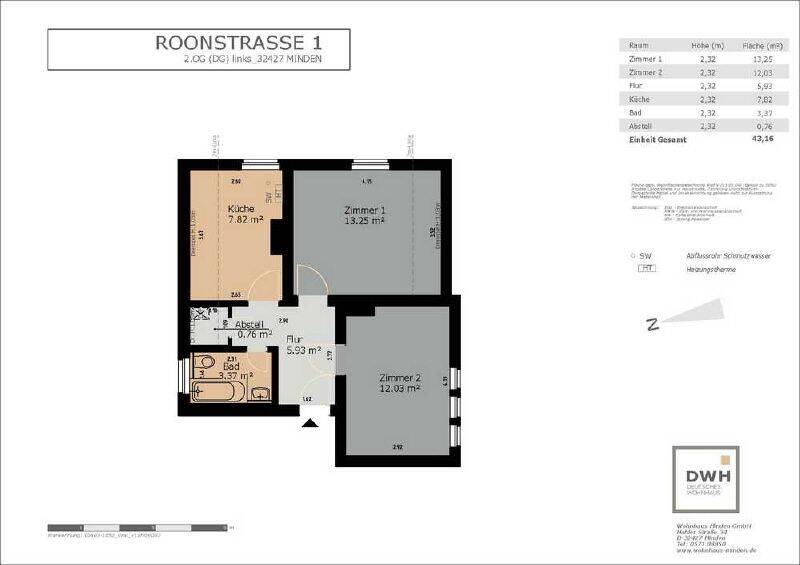 Etagenwohnung Minden Innenstadt - 2 Zimmer, 41 m&sup2;, 474&euro; | Angebot:26850966