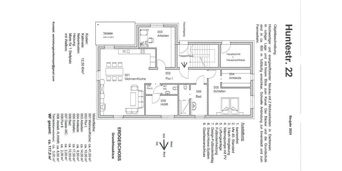 Erdgeschoßwohnung Minden - 3 Zimmer, 117 m&sup2;, 1.280&euro; | Angebot:25294057